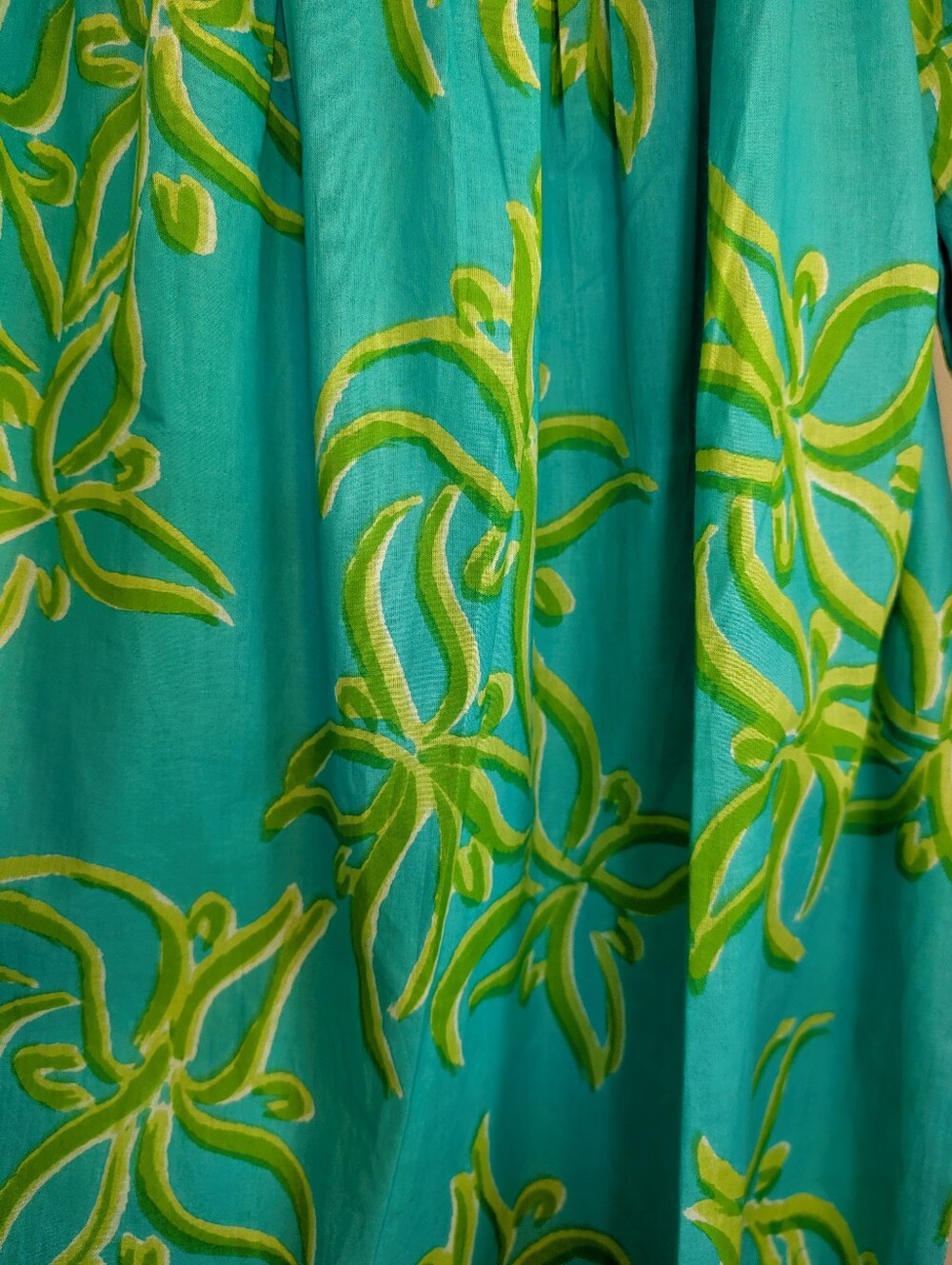 Moda Turquoise and Lime Green Floral Off-Shoulder Tunic - Picture 4 of 4